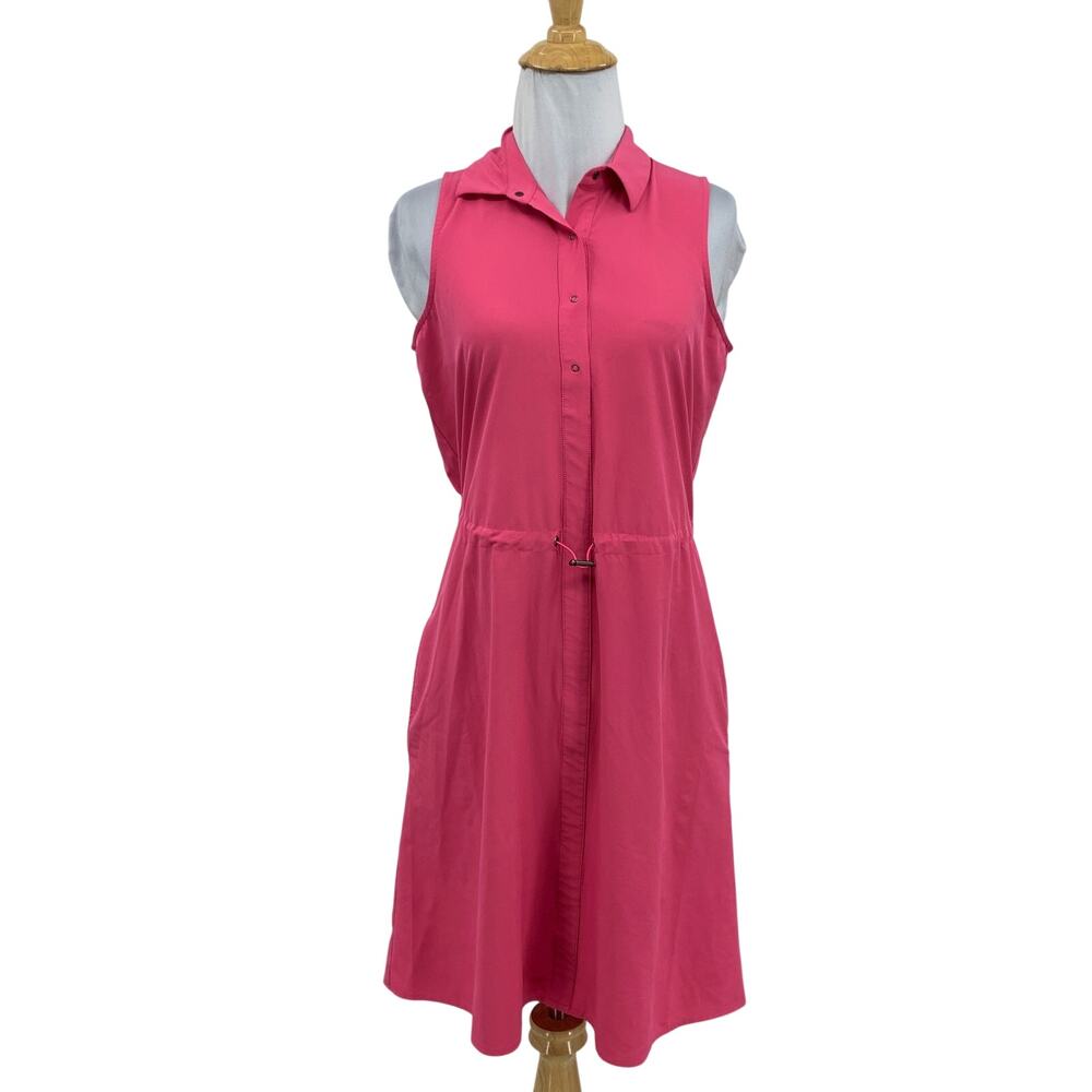 Nic+Zoe Dress Womens XS Watermelon Active Tech Sleeveless Mini Snap Button Polo